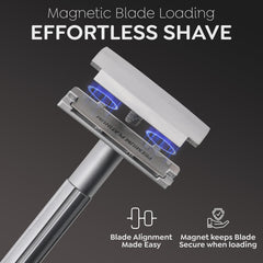 Parker SoloEdge loading blade magnet demonstrates quick, secure blade changes.