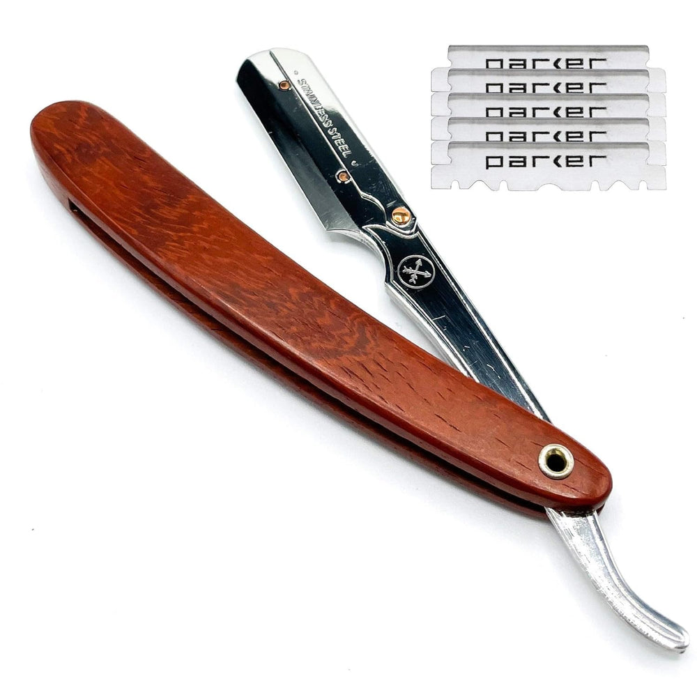 Parker SRRW rosewood handle close-up showing comfortable, precise grooming grip.