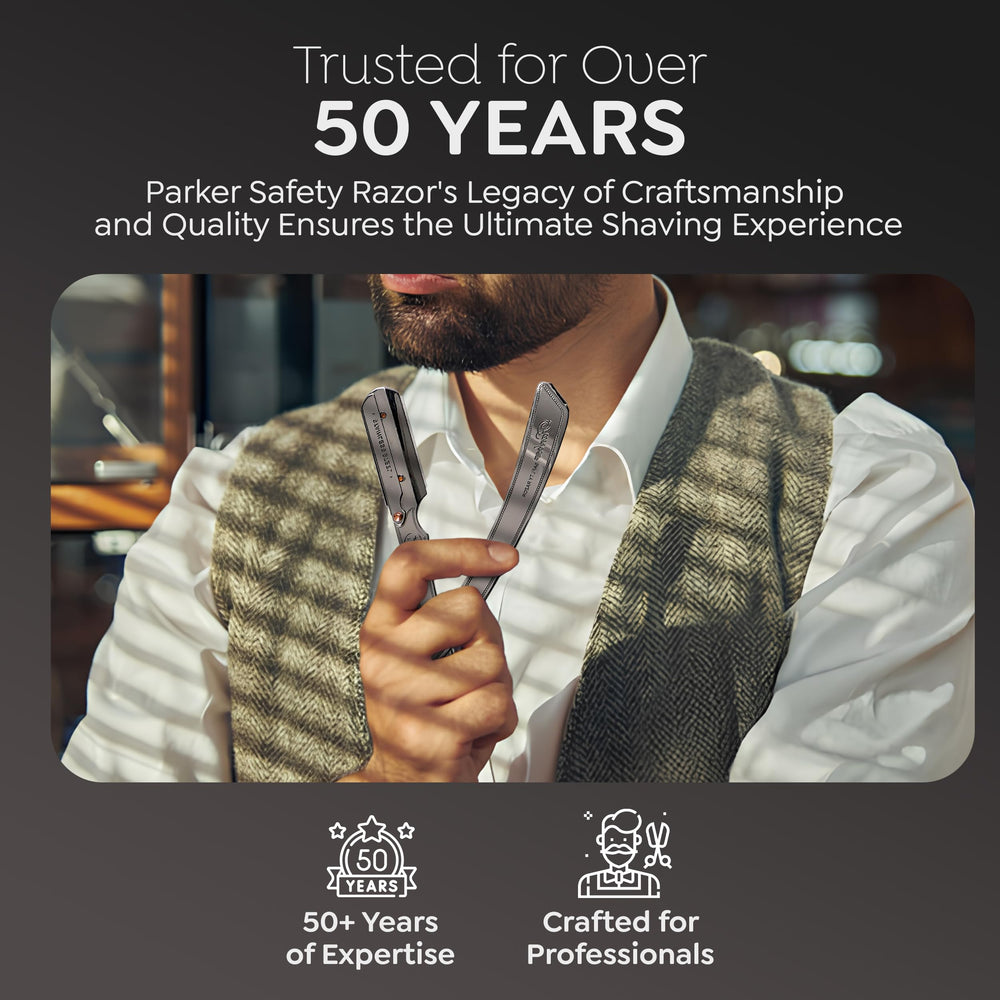 Parker SRX barbershop-quality-at-home captures professional-grade shaving experience.