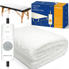 PARMOOM massage table warmer pad front view with plush fleece warmth for comforting spa sessions.