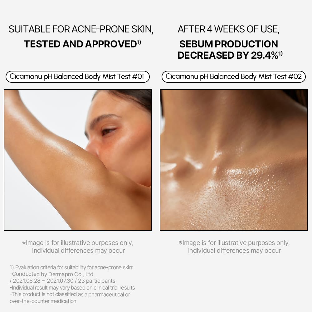Parnell Cicamanu body mist on skin demonstrates quick absorption and non-greasy hydration