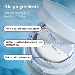 Parnell Glacial Biome Water No-Sebum Cushion shows Icelandic mineral hydration.