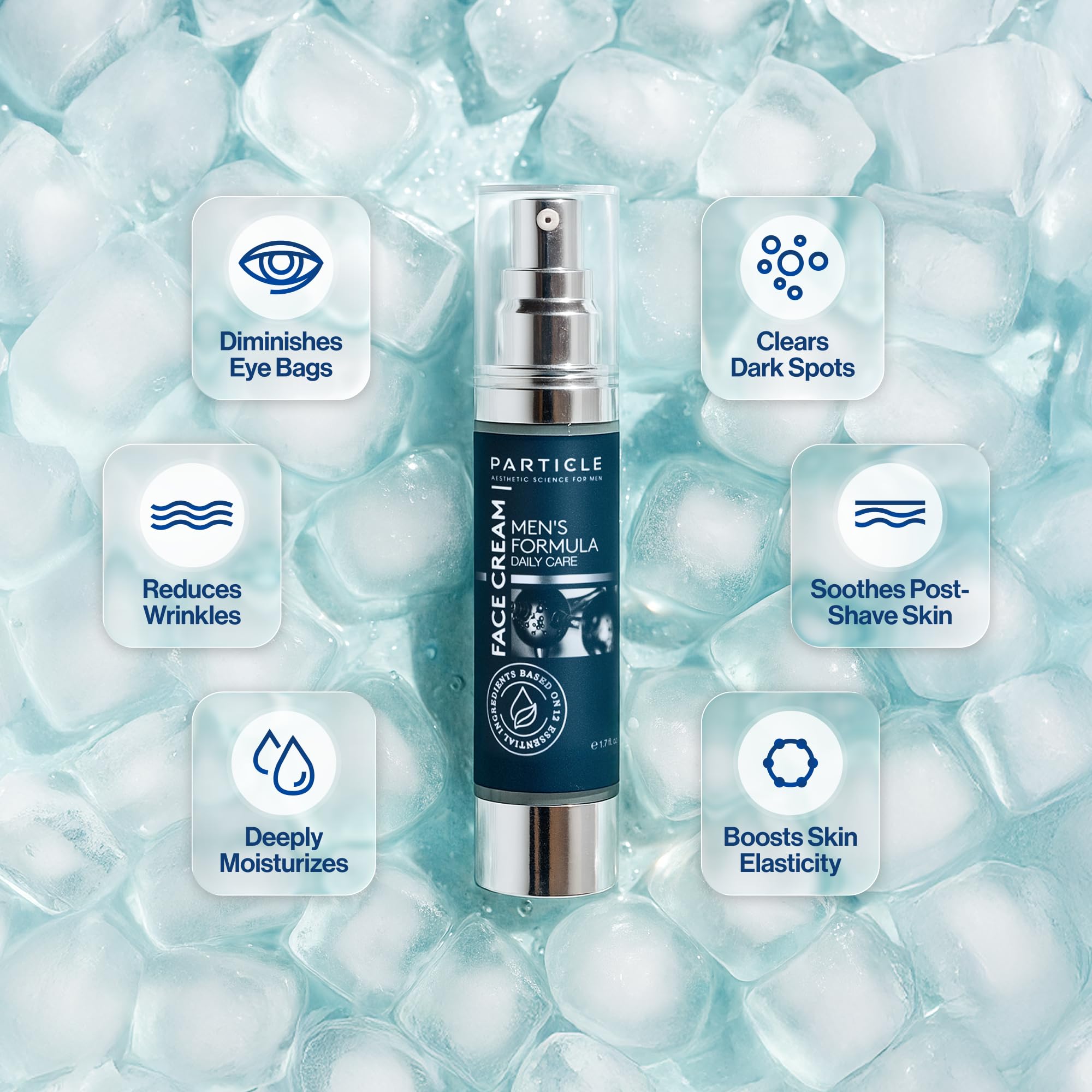 Particle Face Cream label close-up shows neutral formula for layering with other products