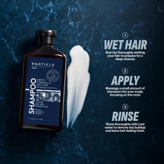 Particle Hair Thickening Shampoo after-use hair close-up showing stronger-looking strands.