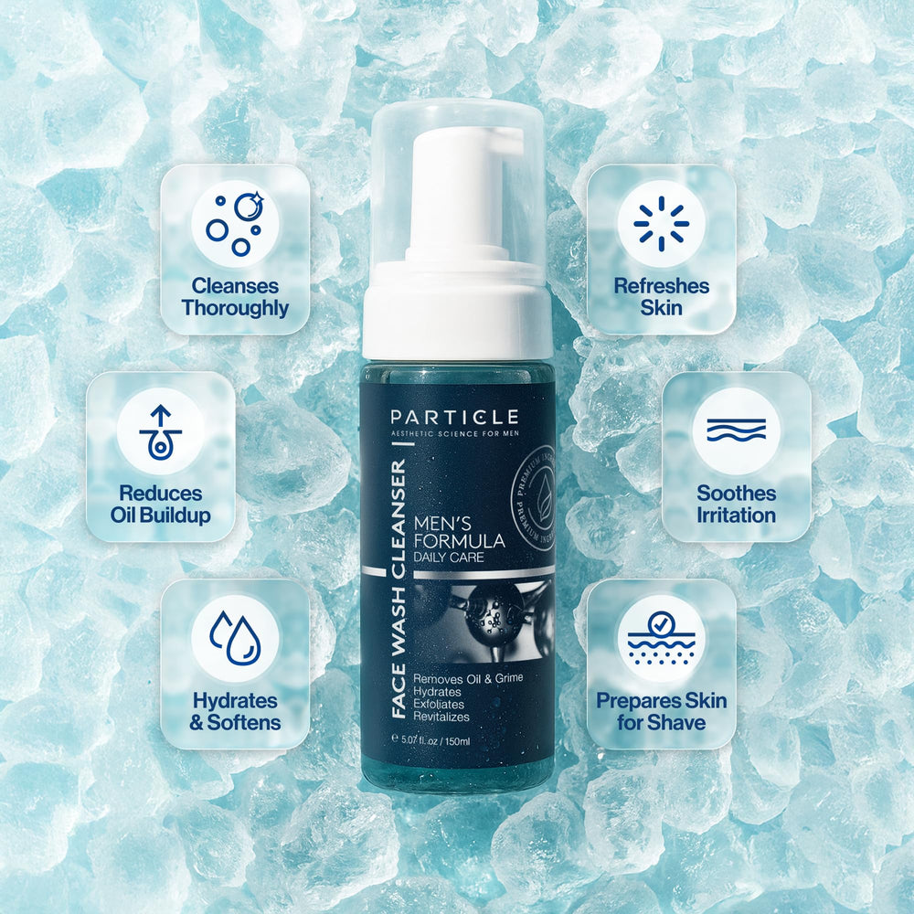 Particle Mens Face Wash daily-use design helps keep skin clean and comfortable after mornings.