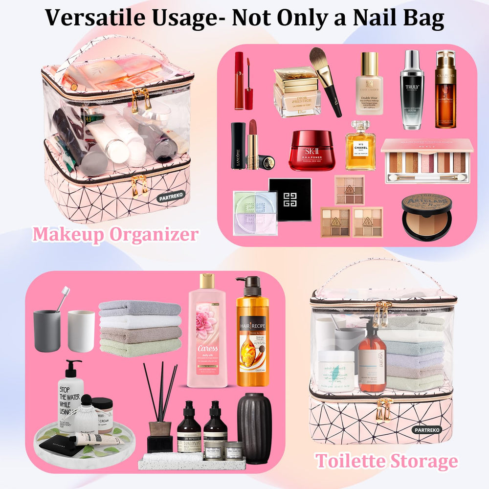 Partreko multipurpose cosmetic bag nail-art storage option for makeup and tools.