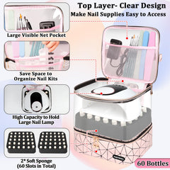Partreko nail lamp inside view in pink illustrates quick, organized manicure setup.