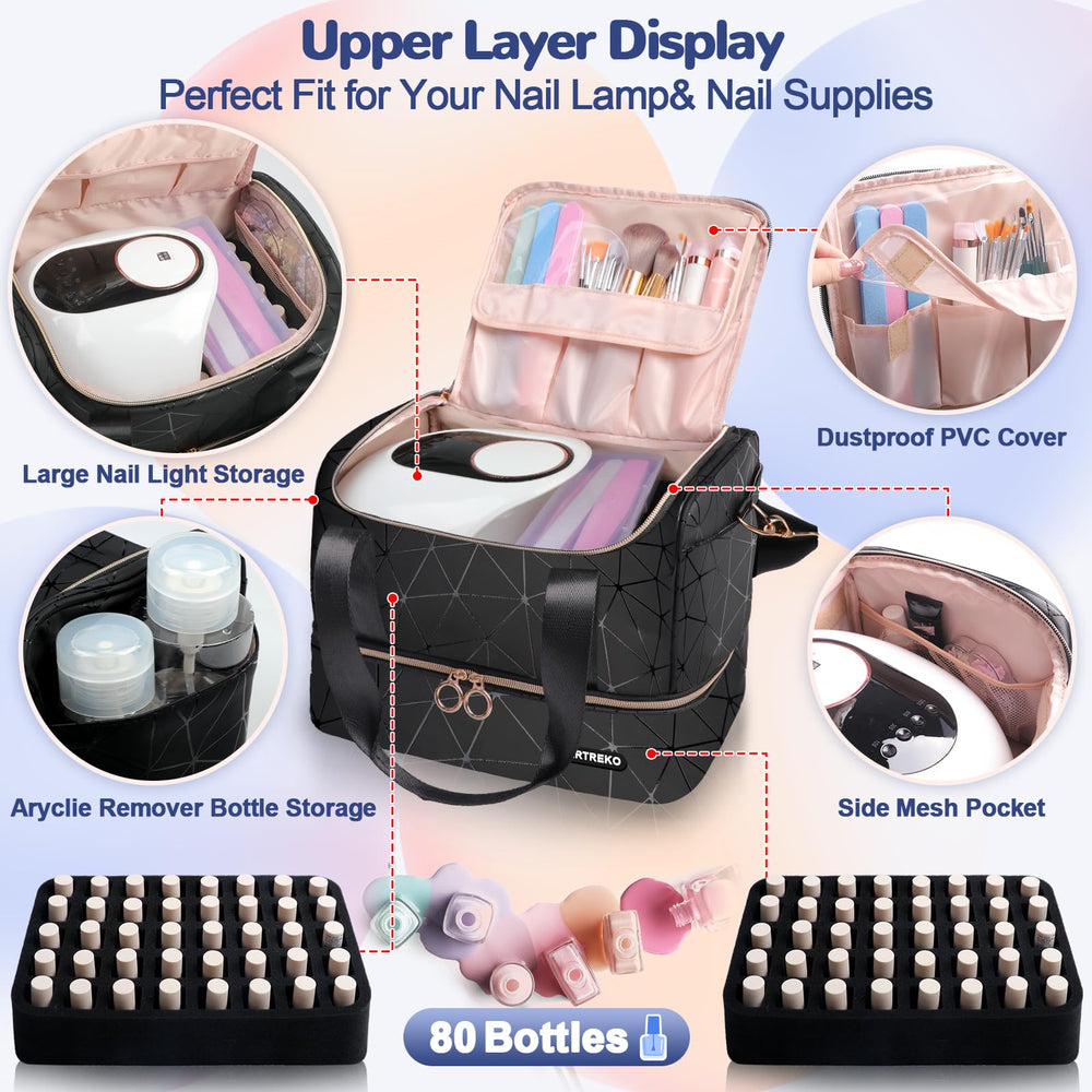 Partreko nail lamp top compartment fits a large lamp securely.