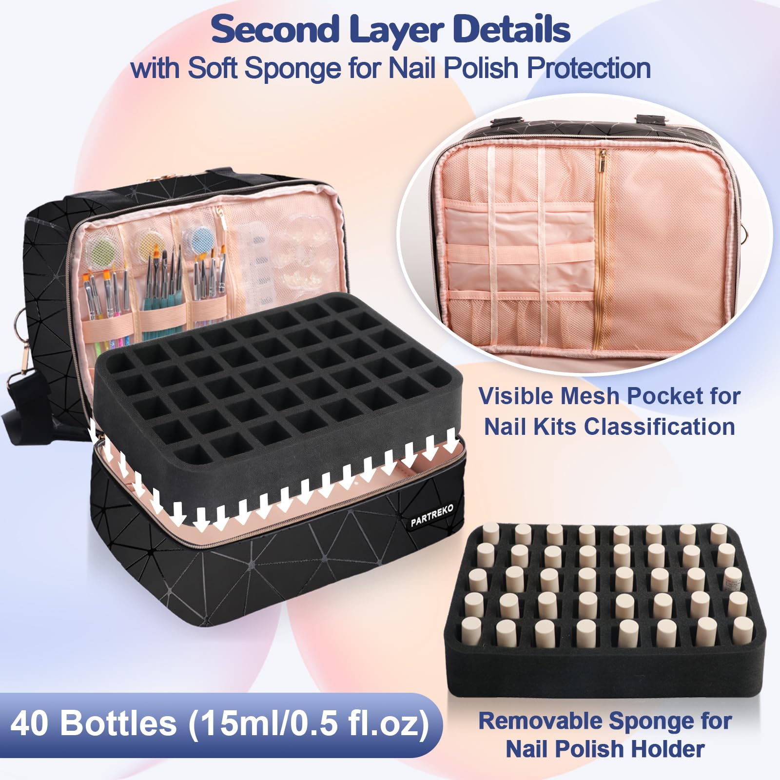 Partreko PU leather nail bag offers waterproof durability and style.
