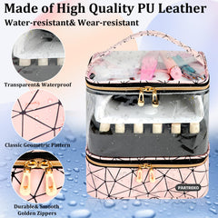 Partreko PU leather nail case exterior in pink emphasizes durable travel-ready design.