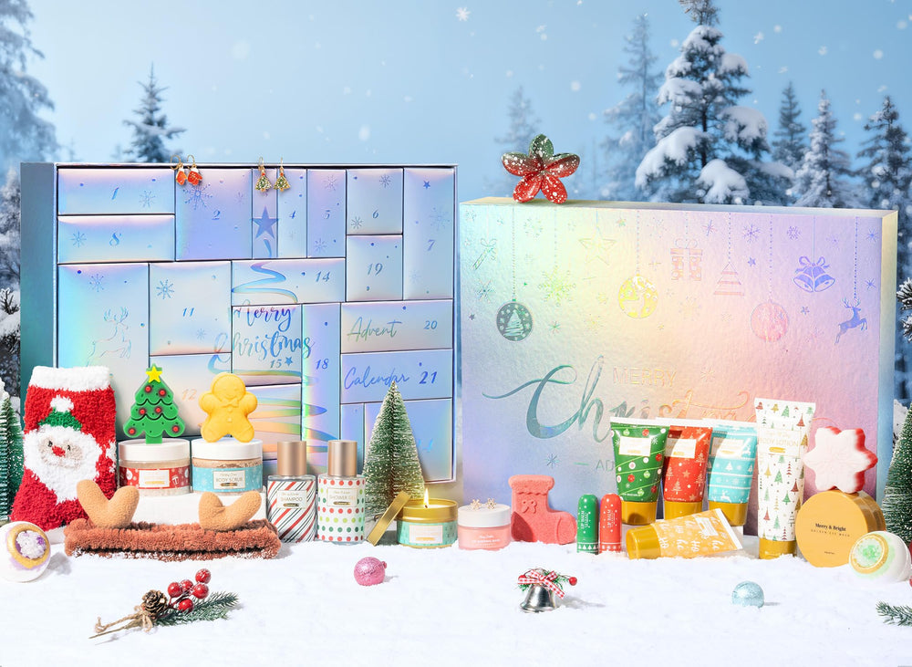 Partylamb Advent Calendar 2025 holographic gift box—luxury unboxing for holidays.