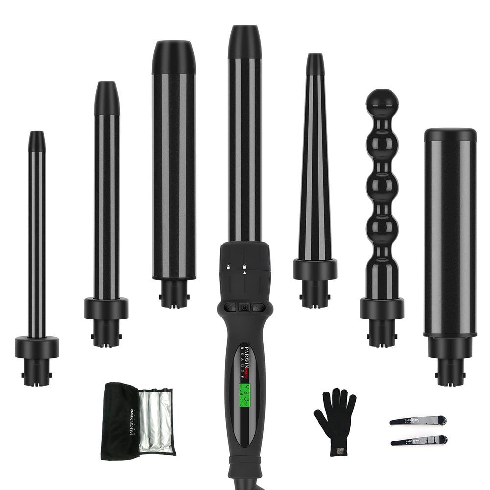 PARWIN PRO BEAUTY 7-in-1 curling wand set barrel-1 for loose waves and smooth shine