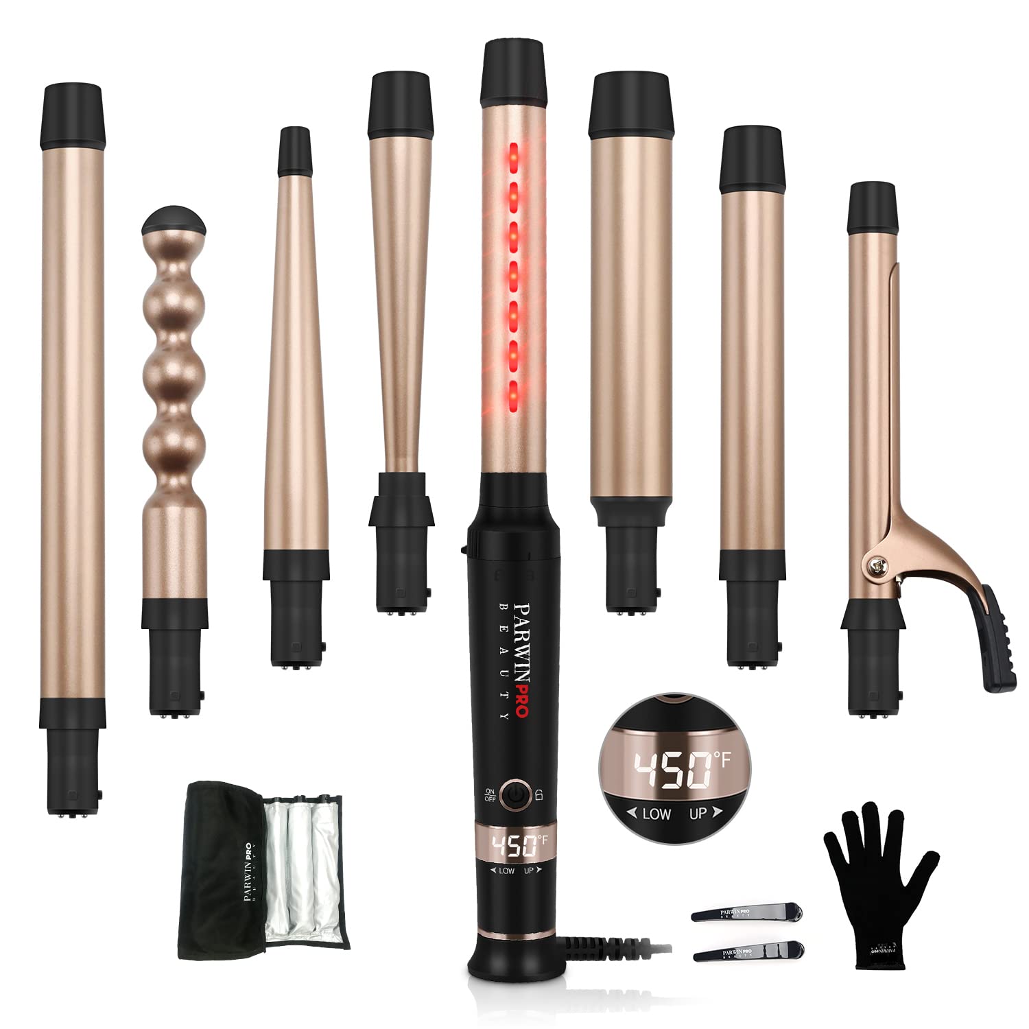 PARWIN PRO BEAUTY infrared 8-in-1 set barrel collection for versatile curls