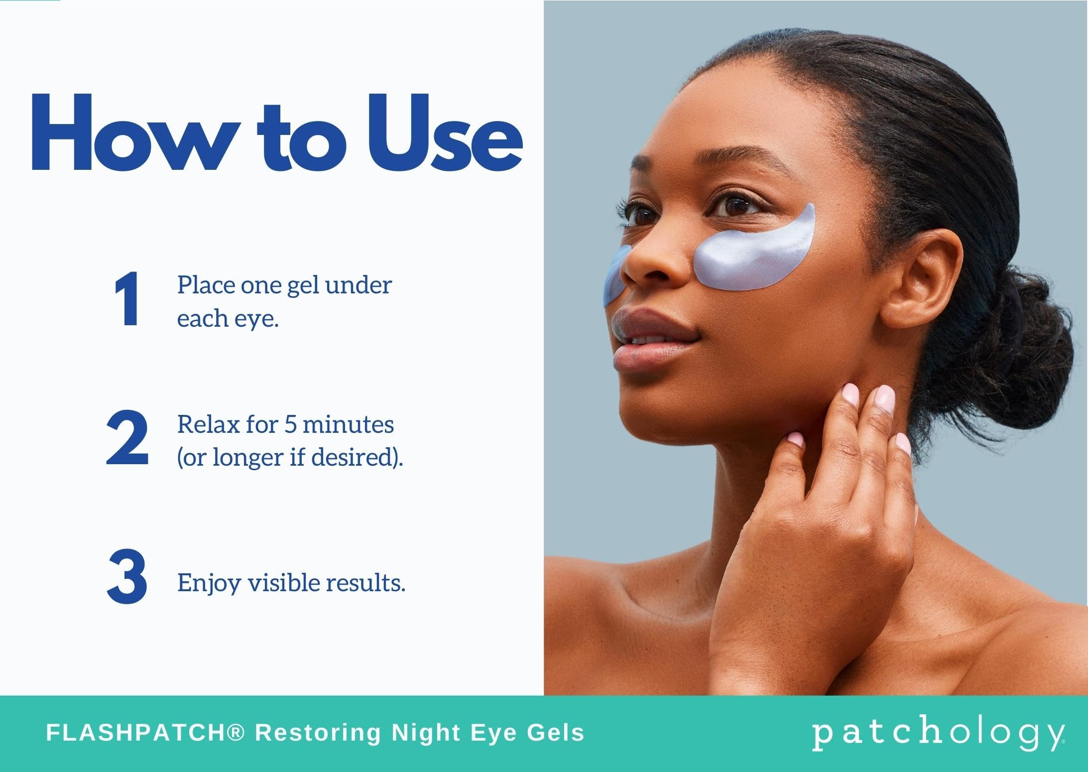 Patchology Restoring Eye Patches overnight application suggests refreshed morning appearance