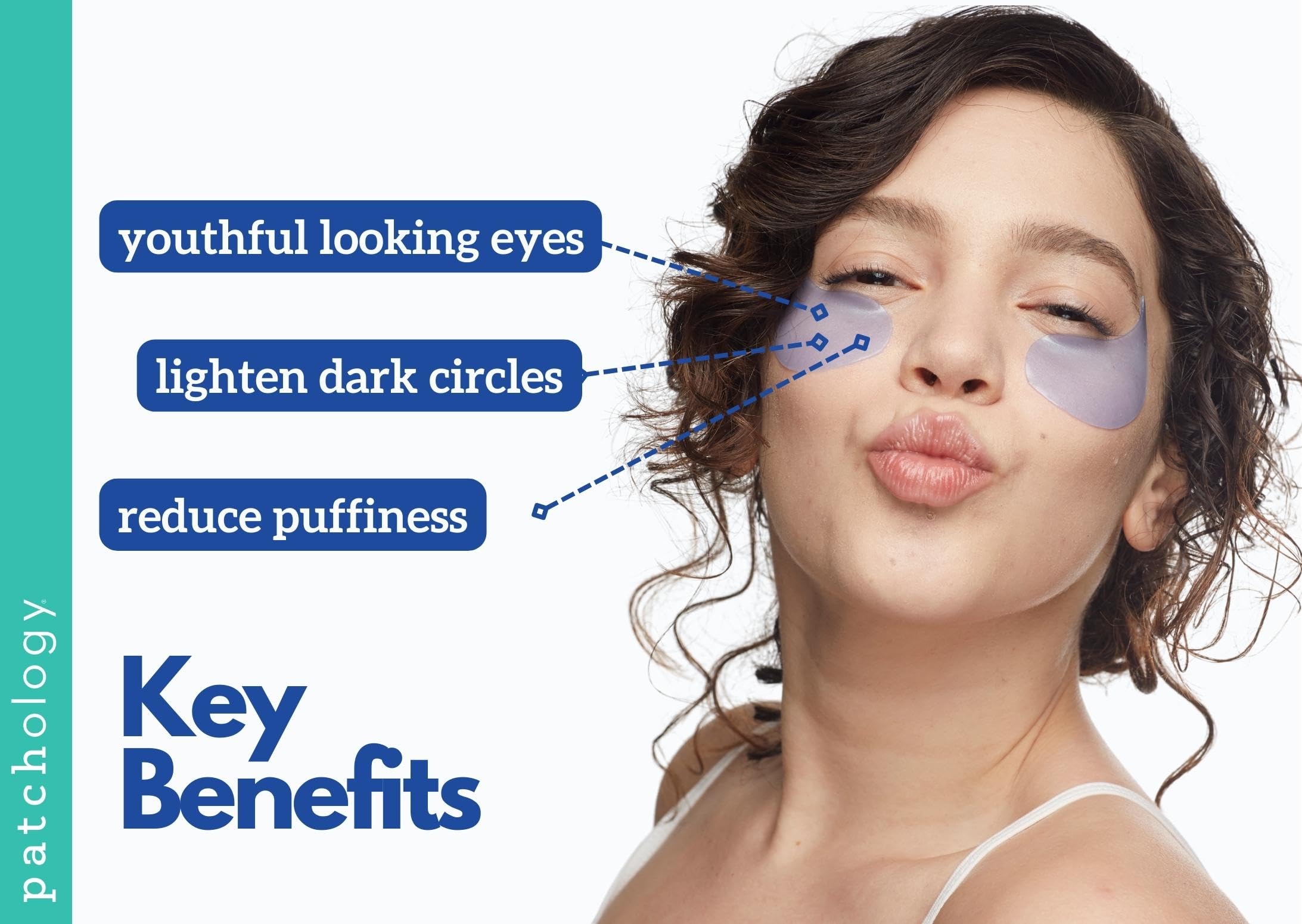 Patchology Restoring Eye Patches retinol-peptides close-up highlights wrinkle reduction potential