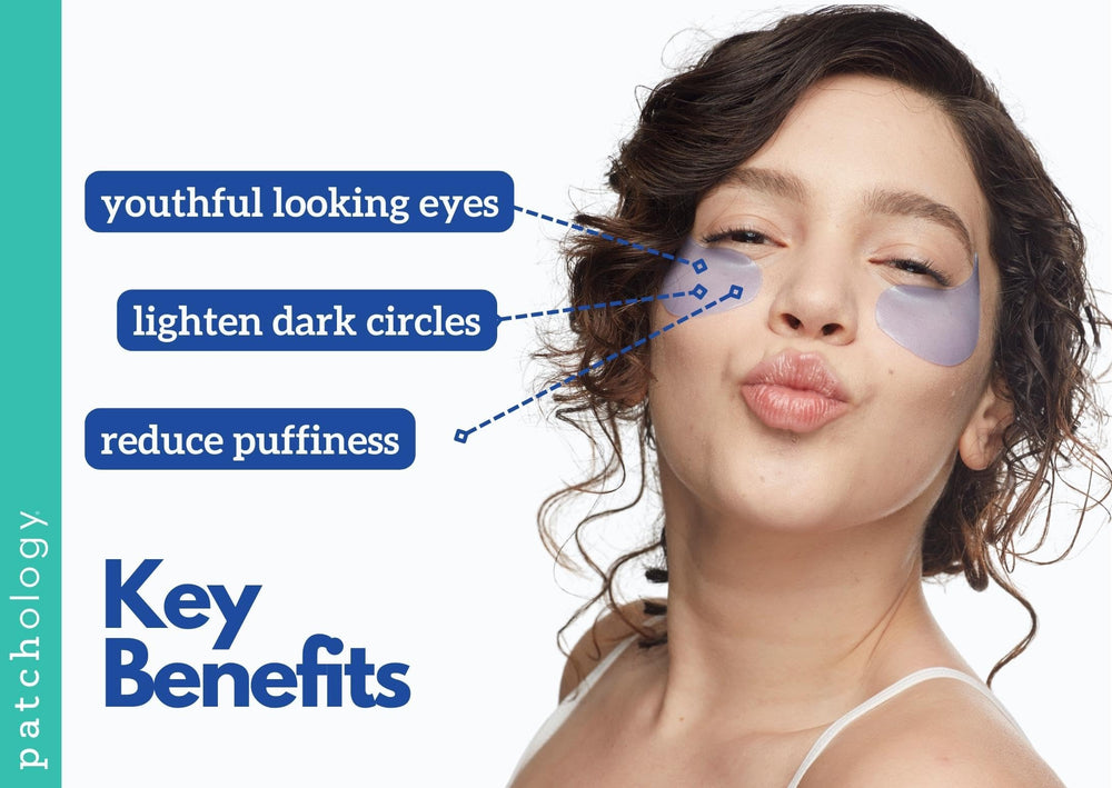 Patchology Restoring Eye Patches retinol-peptides close-up highlights wrinkle reduction potential