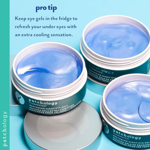 Patchology Restoring Night Patches being applied under-eye for depuffing and brightening