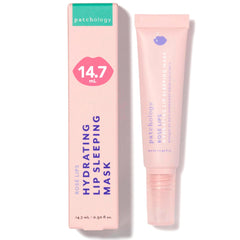 Patchology Rosé Lip Sleeping Mask jar close-up highlighting hydrating overnight formula.