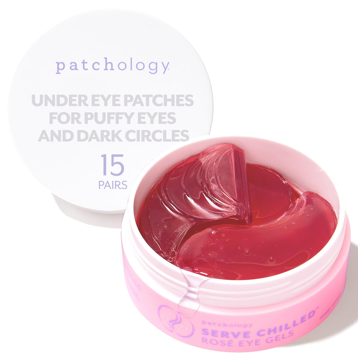 Patchology Serve Chilled Rosé Eye Gels packaging for on-the-go hydration