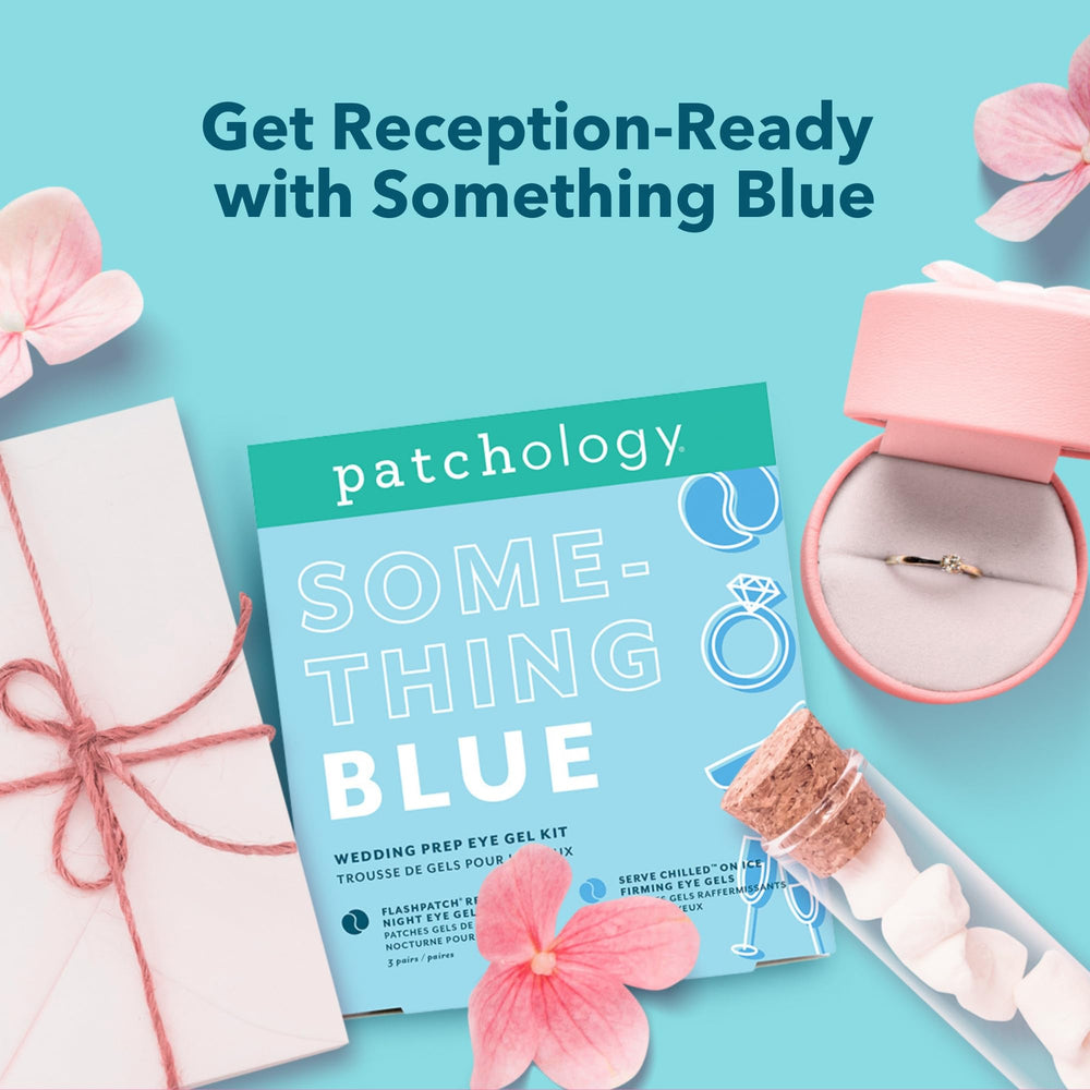 Patchology Something Blue travel-friendly packaging fits carry-on skincare routine