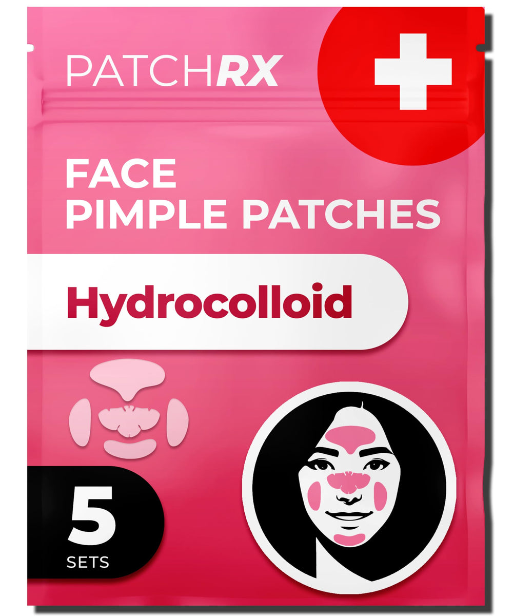 PatchRx full-face pimple patches close-up showing absorption and protection for blemishes.