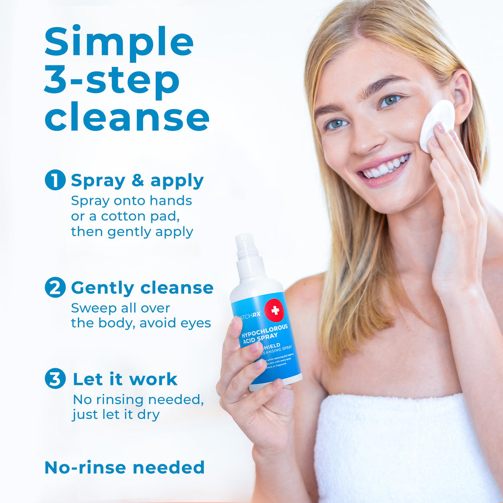 PatchRx HOCL spray after-workout skin reset mist for clean pores.