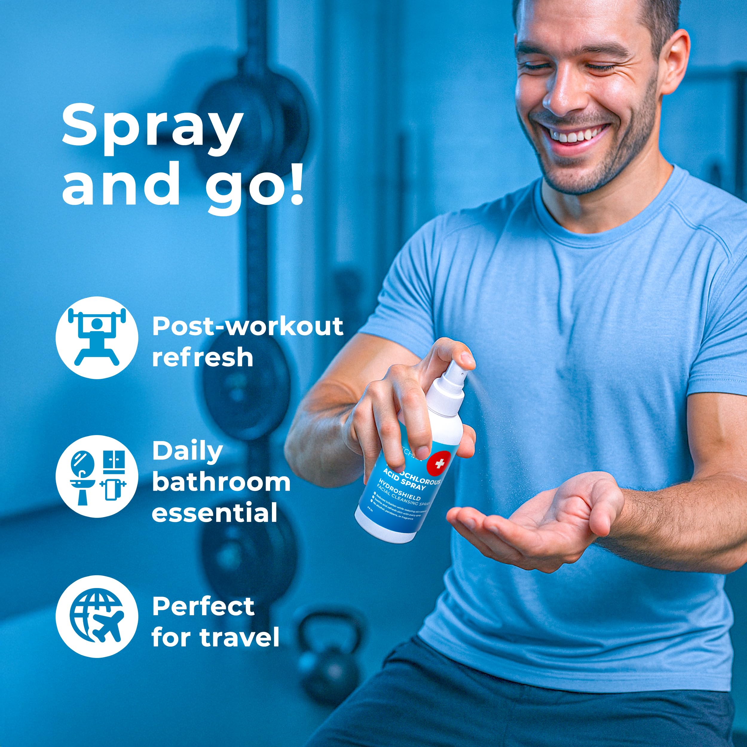 PatchRx HOCL spray helps maintain balanced skin tone after use.