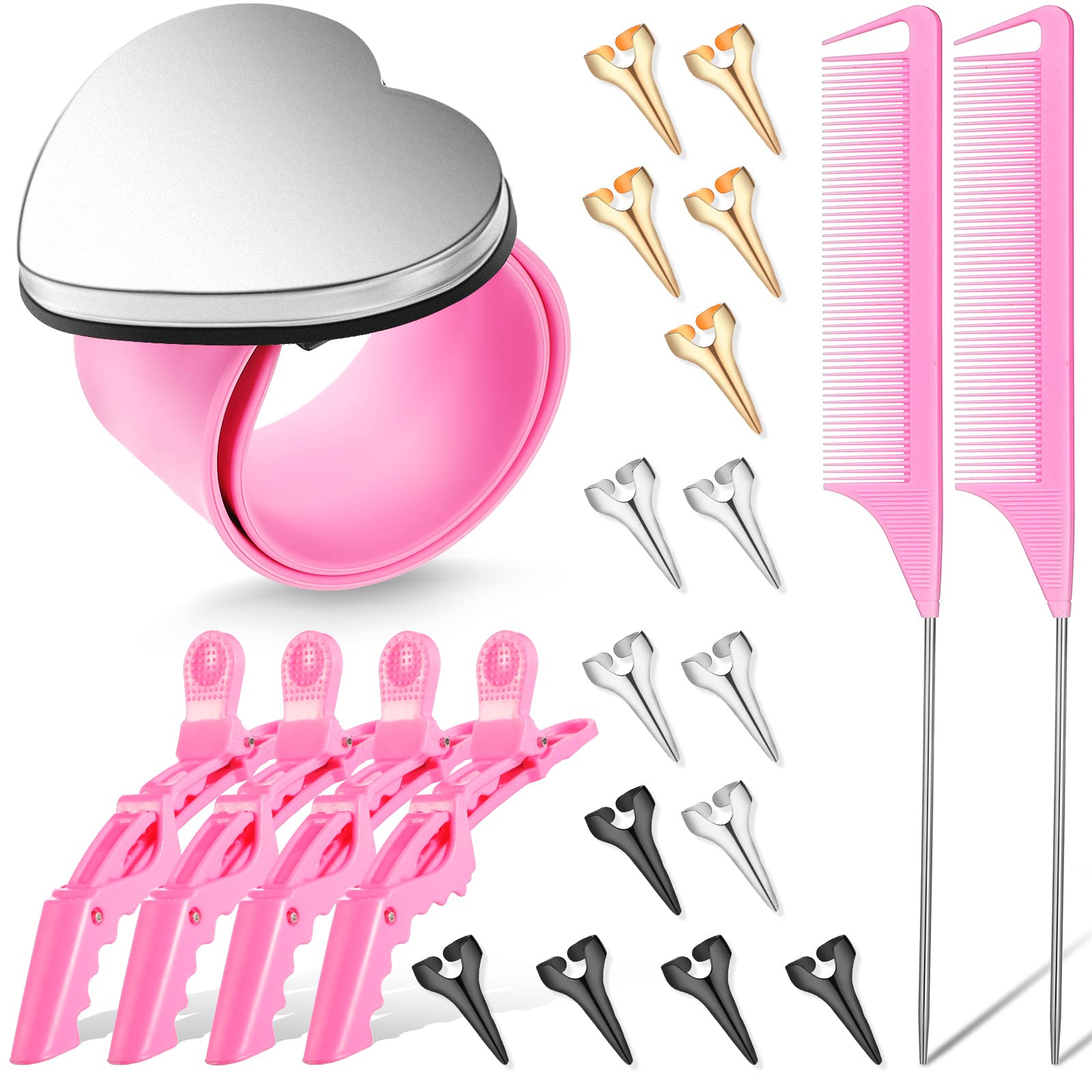 Patelai 22-piece braiding tools with pink wrist band for on-the-go styling