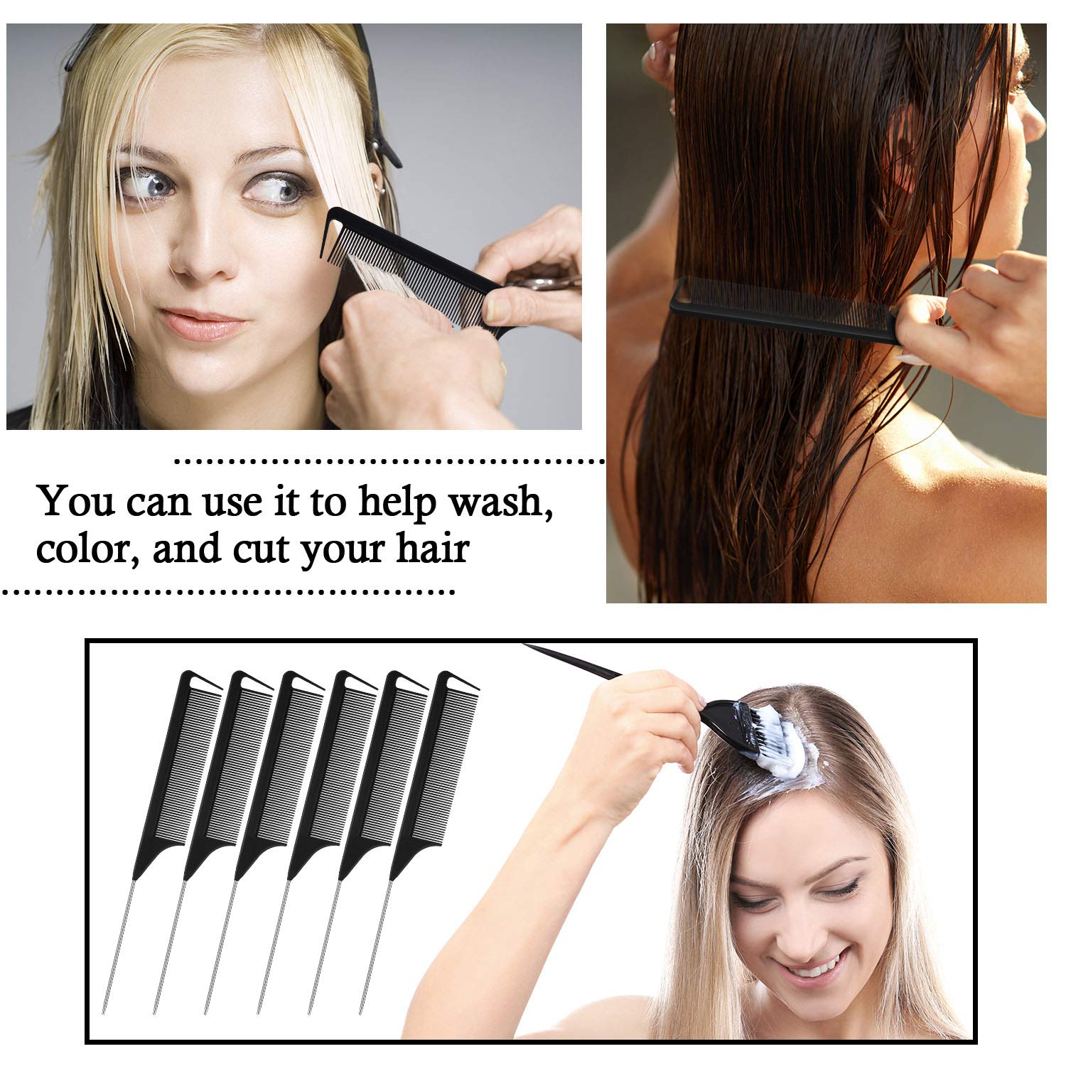 Patelai carbon-fiber look parting comb offers anti-static performance for smooth detangling.