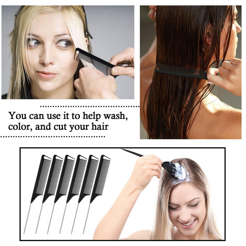 Patelai carbon-fiber look parting comb offers anti-static performance for smooth detangling.