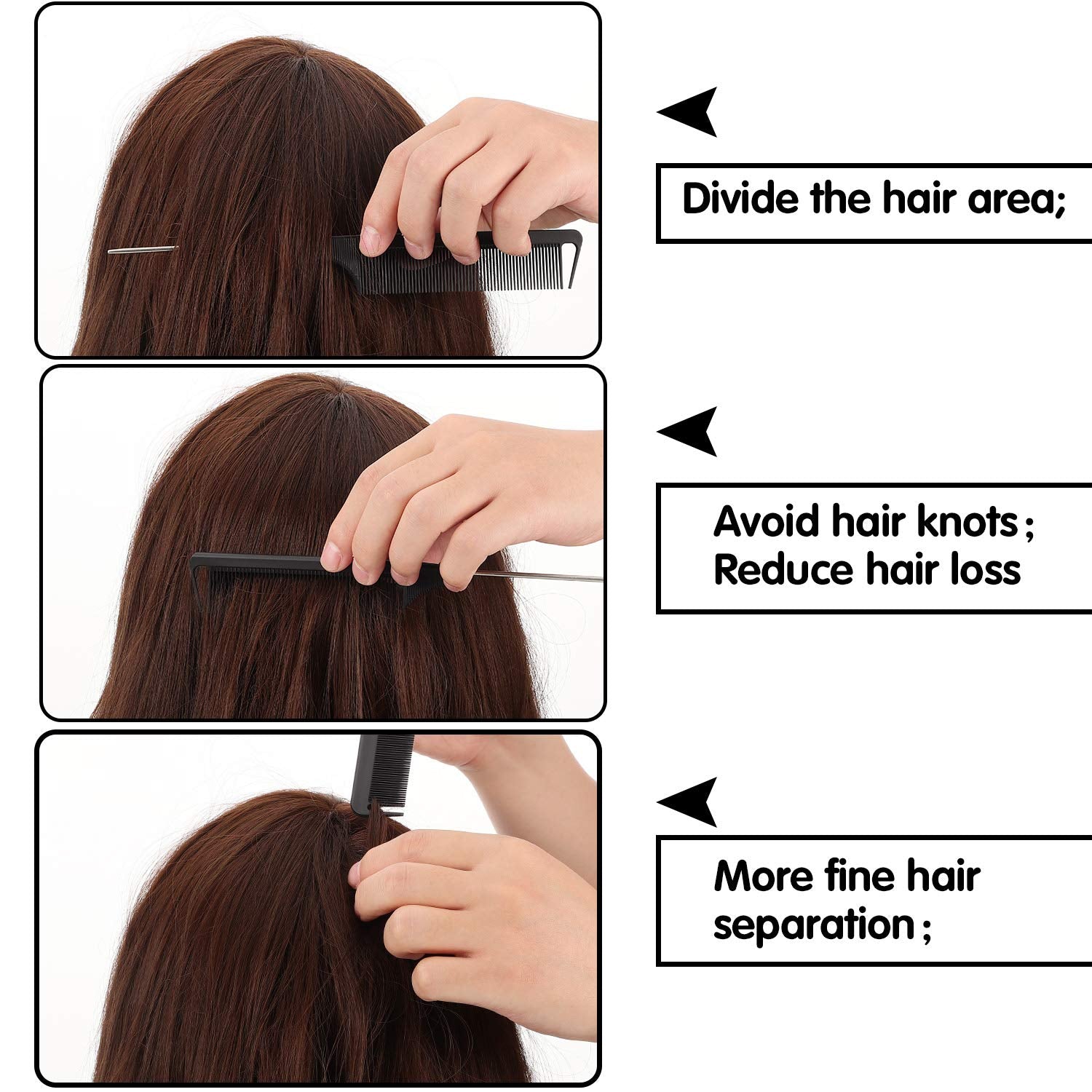 Patelai heat-resistant teasing comb conveys durable design for creative styling.