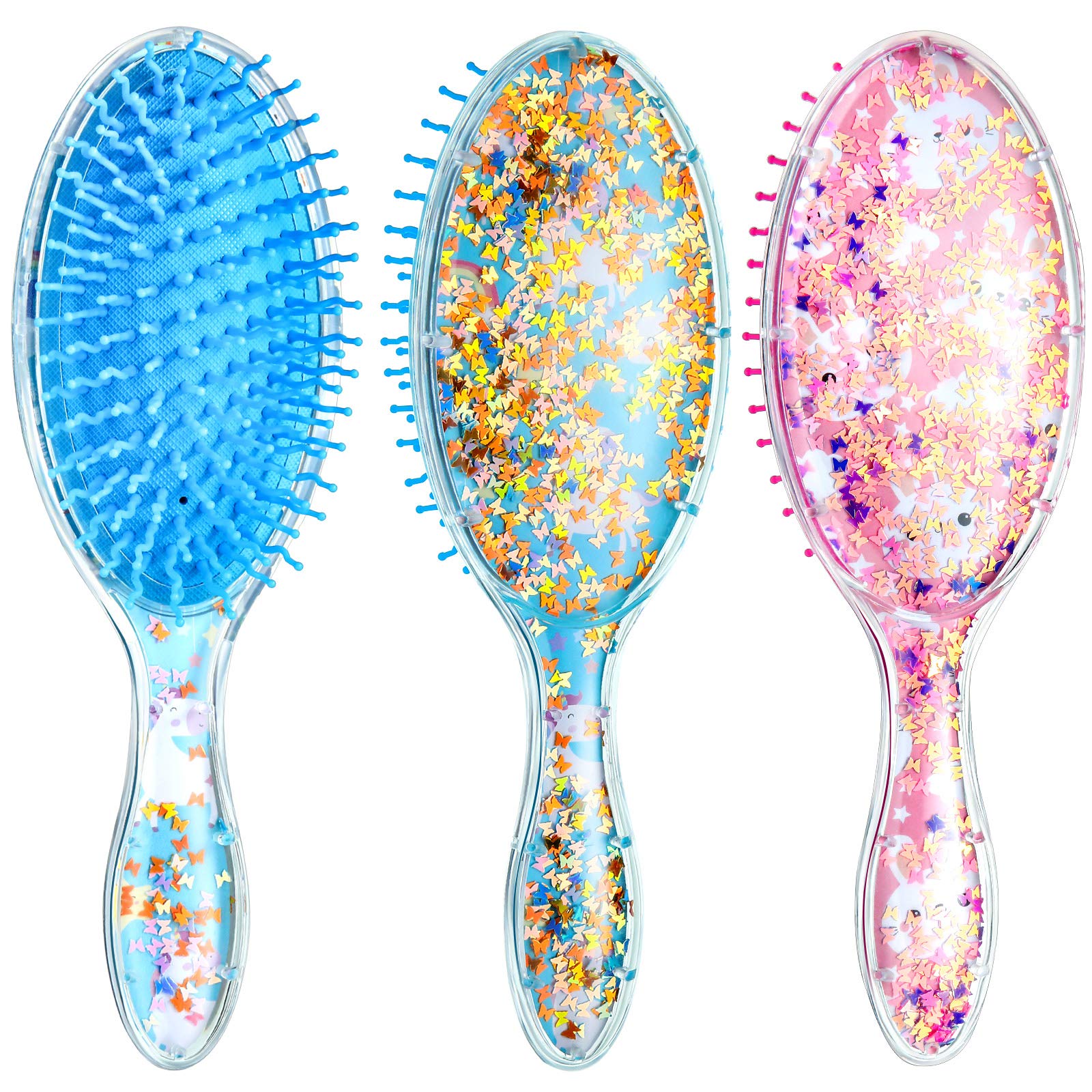 Patelai kids wet hair brush rabbit confetti design for gentle detangling