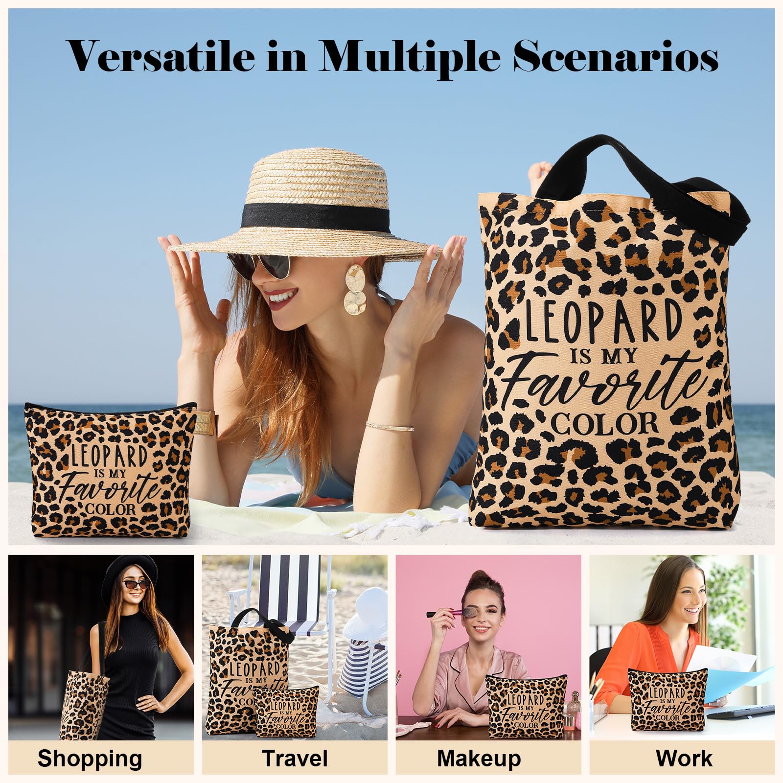 Paterr leopard makeup bag for cosmetics, ideal travel organizer.