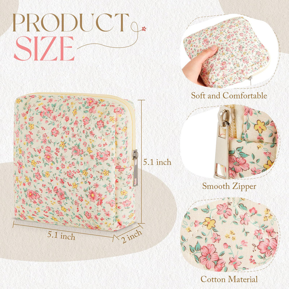 Paterr mini quilted floral makeup bag with orange flower print for easy spotting.