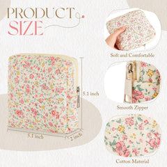 Paterr mini quilted floral makeup bag with orange flower print for easy spotting.