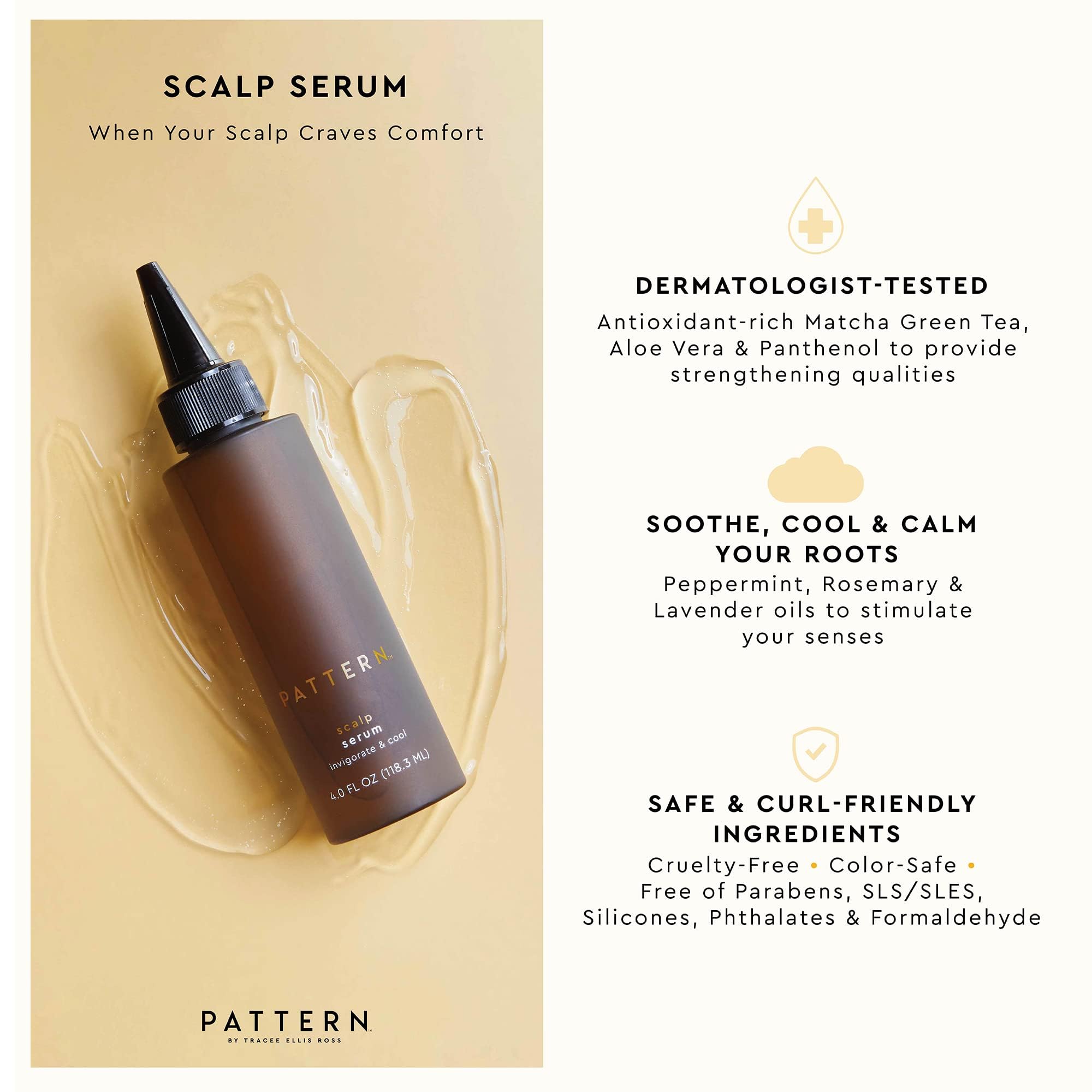 PATTERN Beauty apply-serum to scalp demonstrates easy parting and even distribution.