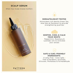 PATTERN Beauty apply-serum to scalp demonstrates easy parting and even distribution.
