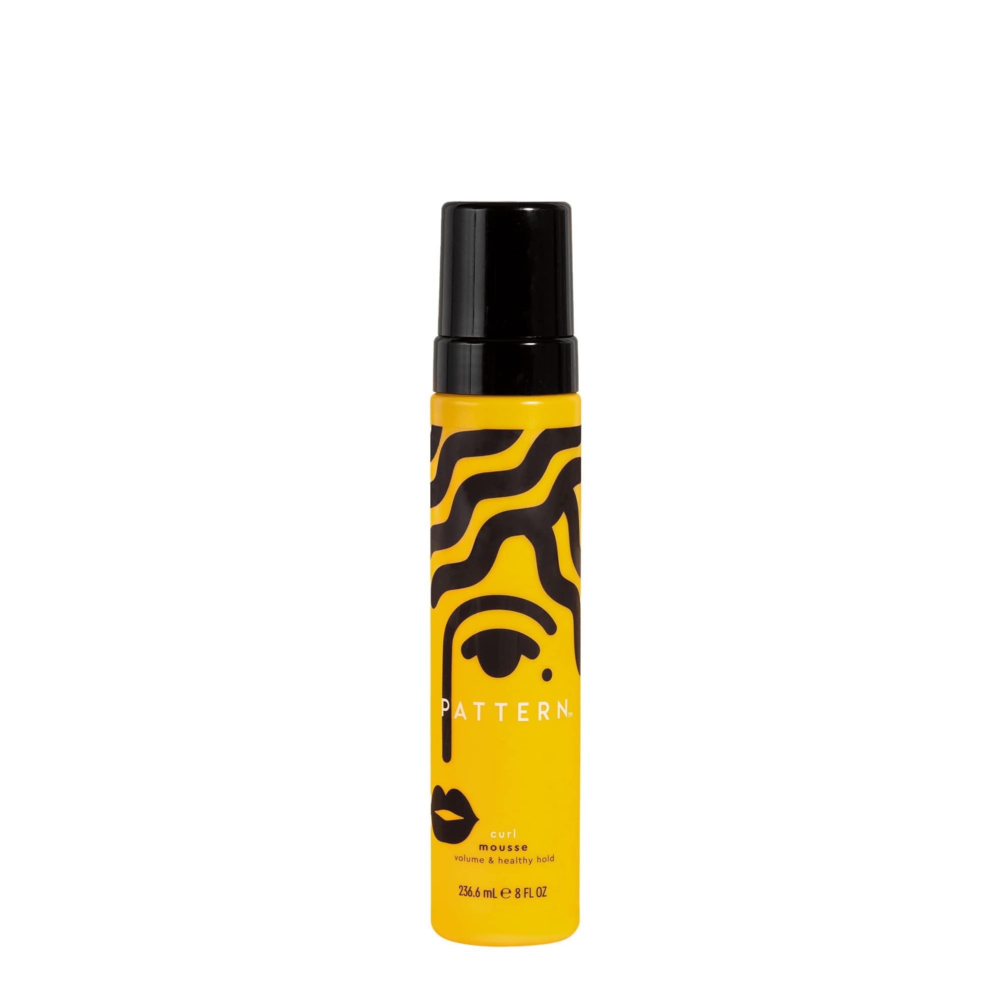 PATTERN Beauty Curl Mousse bottle front shows lightweight hold for bouncy curls.