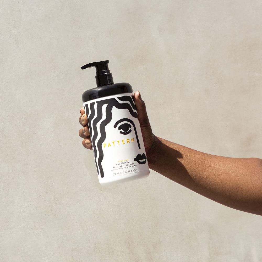 PATTERN conditioner hair-application shows even distribution for moisture.