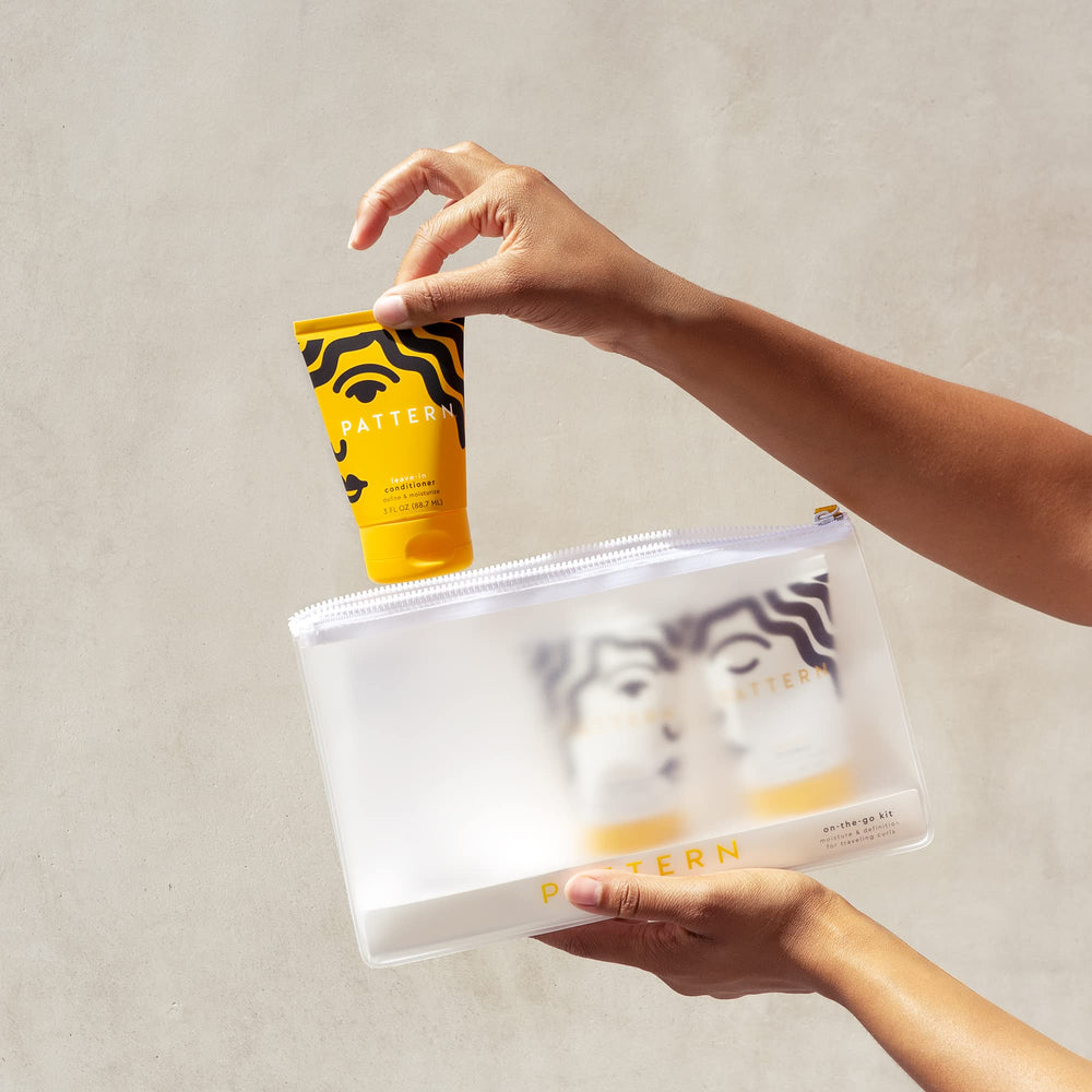 PATTERN Leave-In Conditioner 3oz bottle shown seals moisture and minimizes frizz for curls.