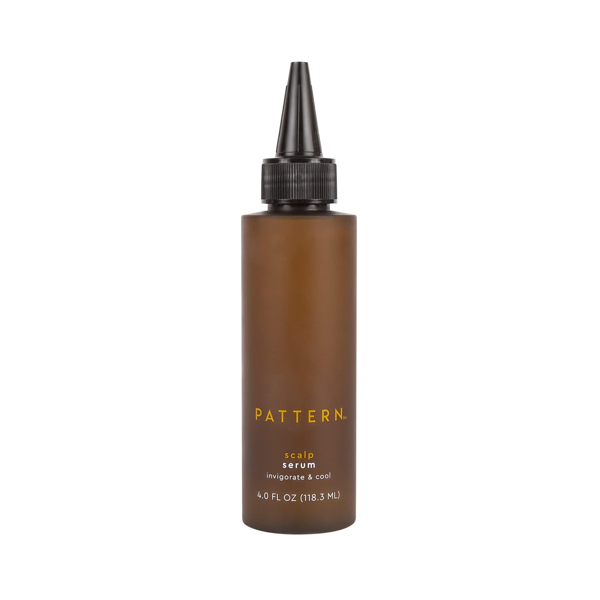 PATTERN Beauty scalp serum bottle delivers cooling, hydrating relief for dry scalp.