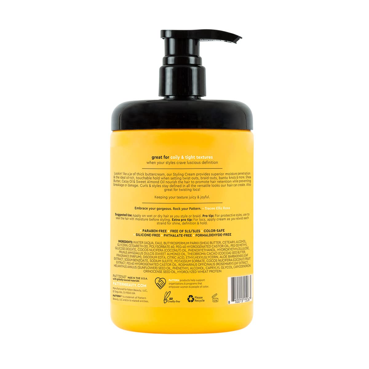 PATTERN Styling Cream on coils provides elongation and soft hold