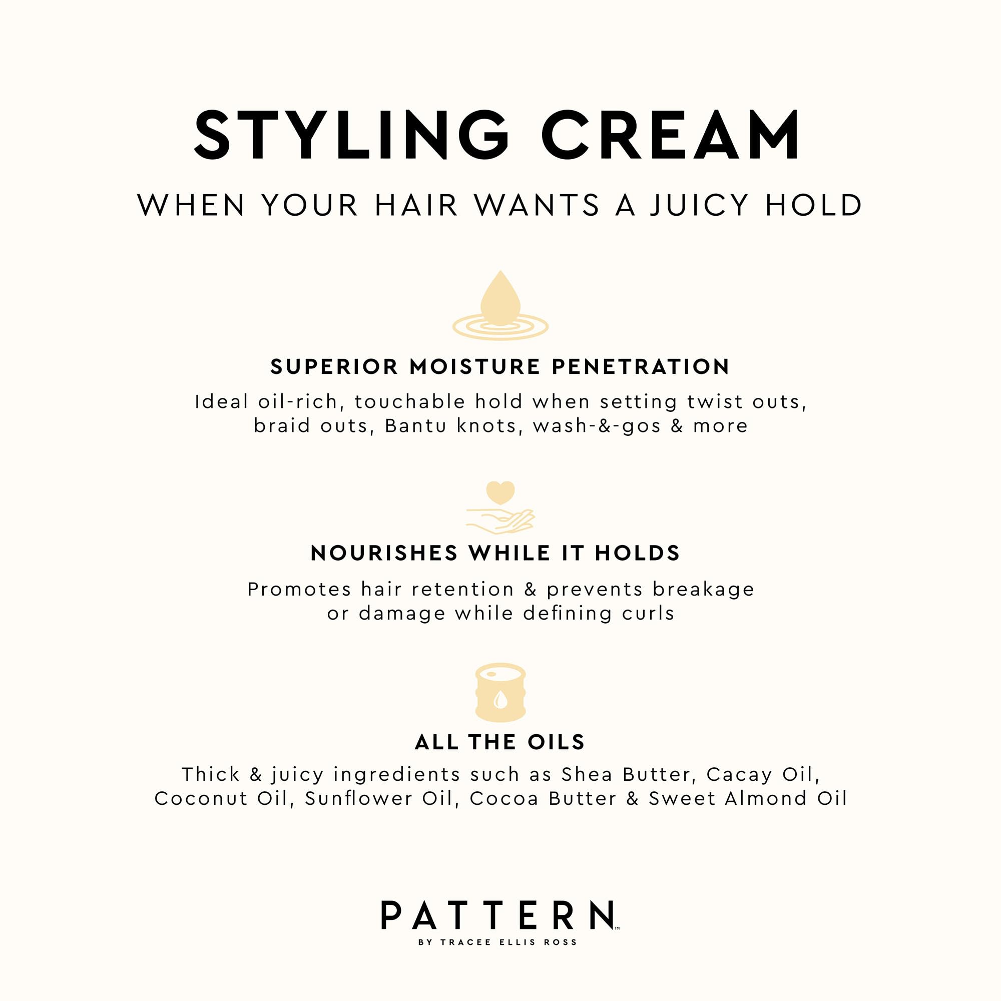 PATTERN Styling Cream on finished twist-out delivers soft, non-crunchy definition