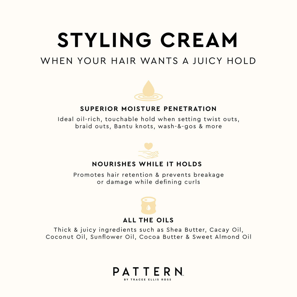 PATTERN Styling Cream on finished twist-out delivers soft, non-crunchy definition