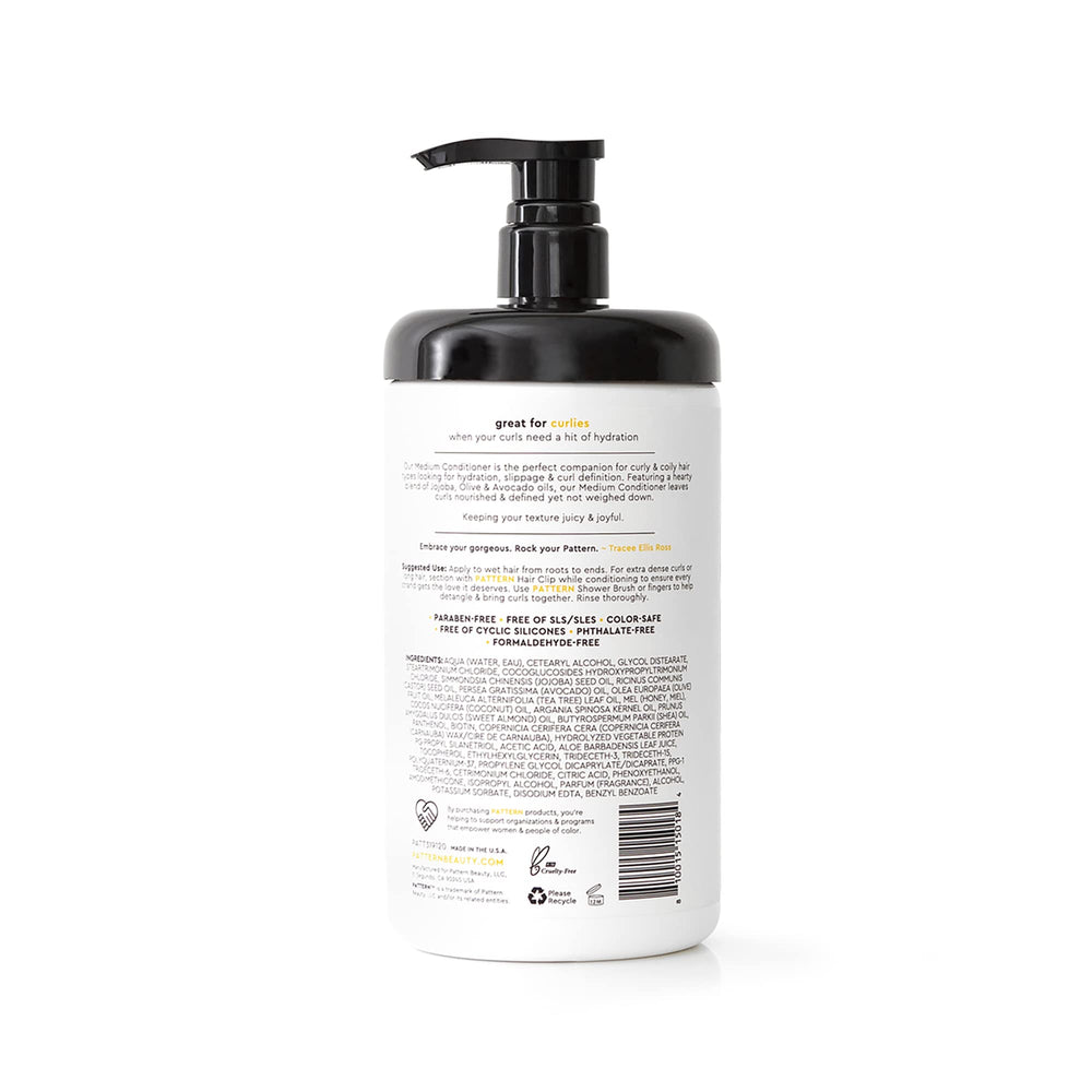 PATTERN Beauty conditioner close-up with jojoba and olive oil nourishment.