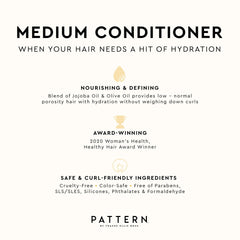 PATTERN Beauty by Tracee Ellis Ross Medium Conditioner creamy texture emphasizing slip and curl definition.