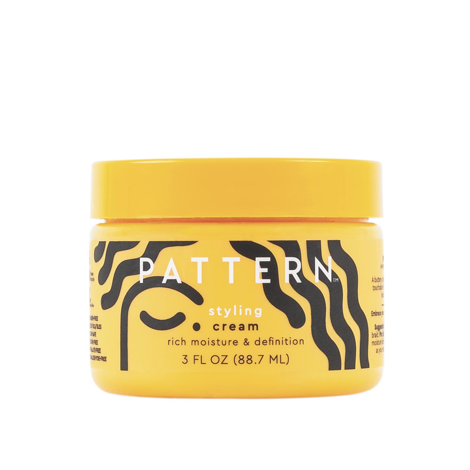PATTERN Beauty mini styling cream bottle shows rich moisture for defined curls.