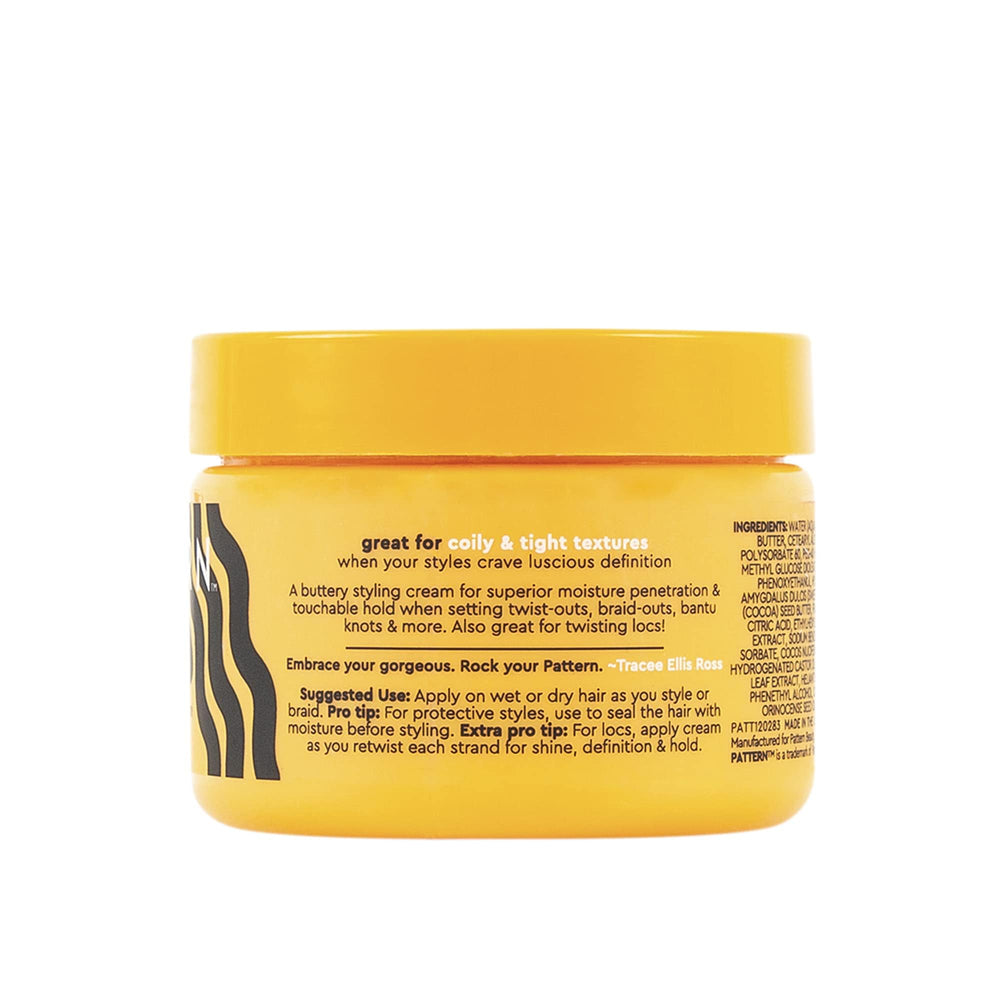 PATTERN Beauty mini styling cream ingredients panel shows shea and oils.