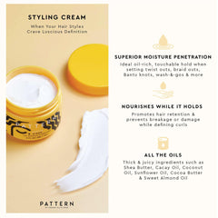 PATTERN Beauty mini styling cream twist-out close-up demonstrates slip and hold.