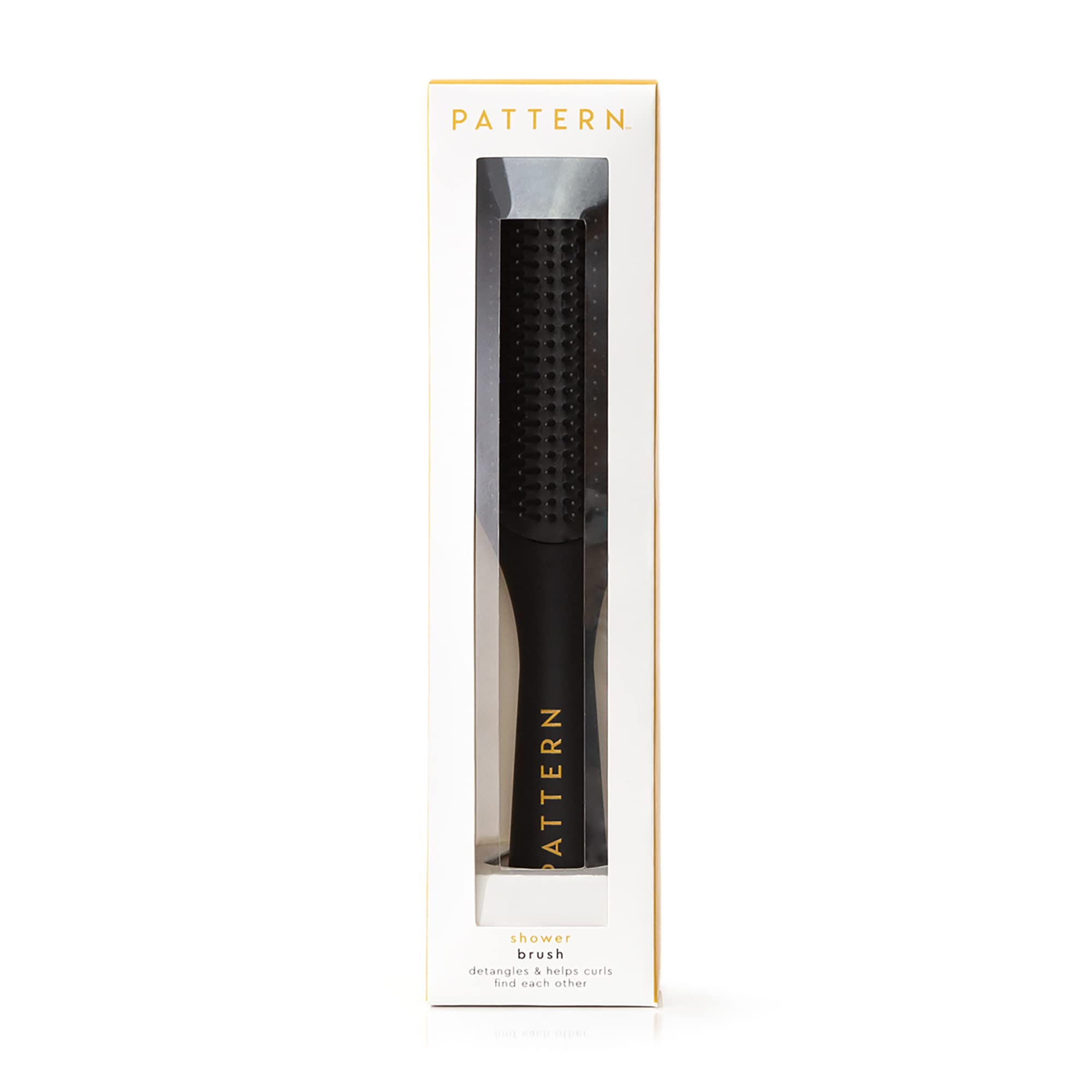 PATTERN Beauty Shower Brush size overview highlights near-10 inch length for easy handling.